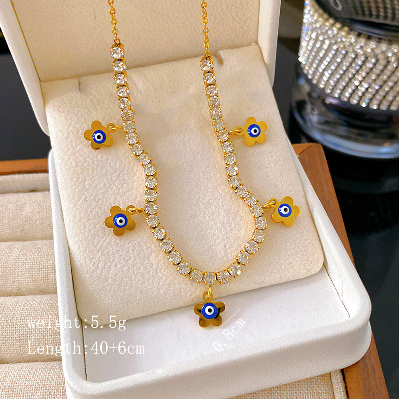 Minimalist Geometric Star Cubic Zirconia Inlaid Titanium Steel Necklace for Unisex