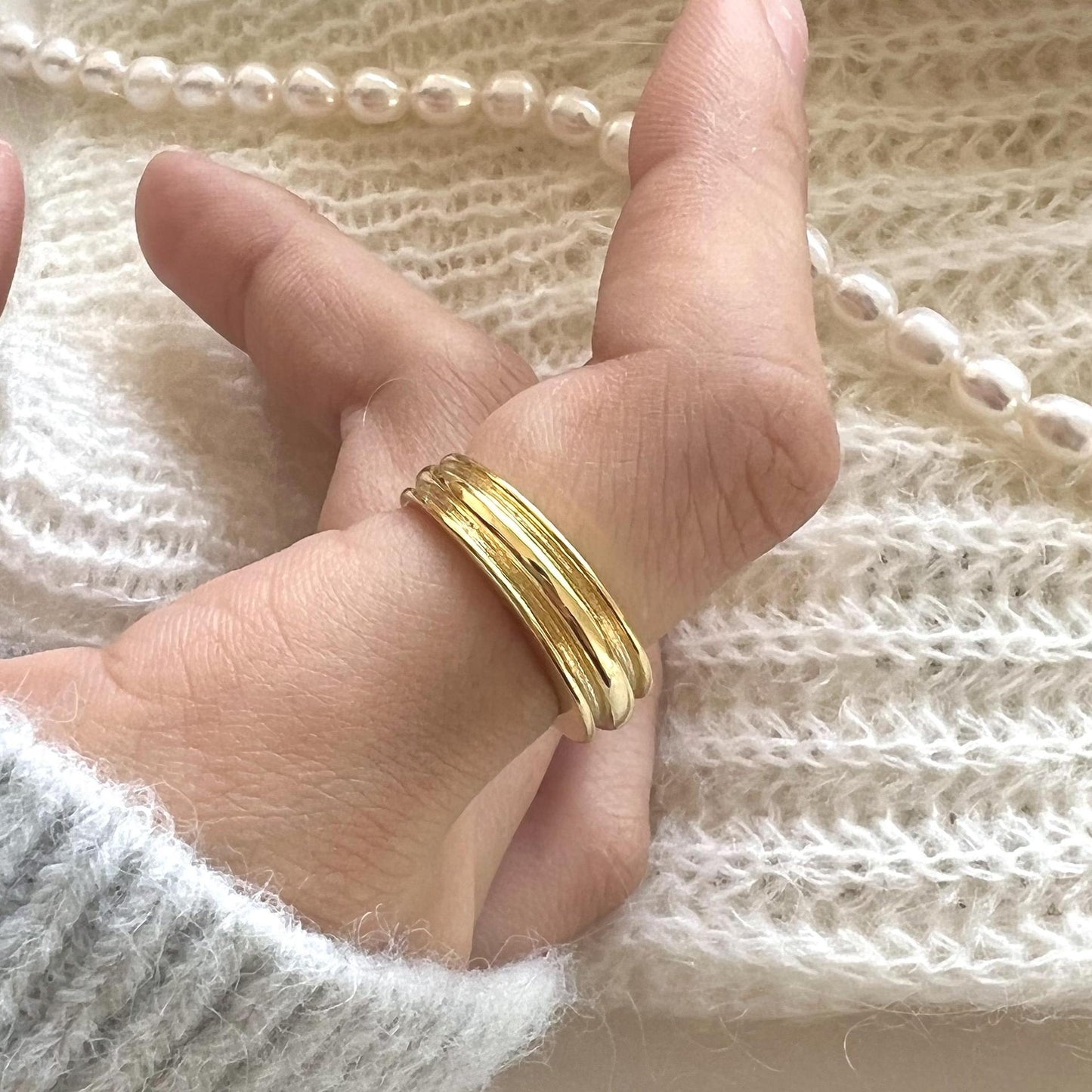 Minimalist Irregular Geometric Shape S925 Sterling Silver Ring for Women