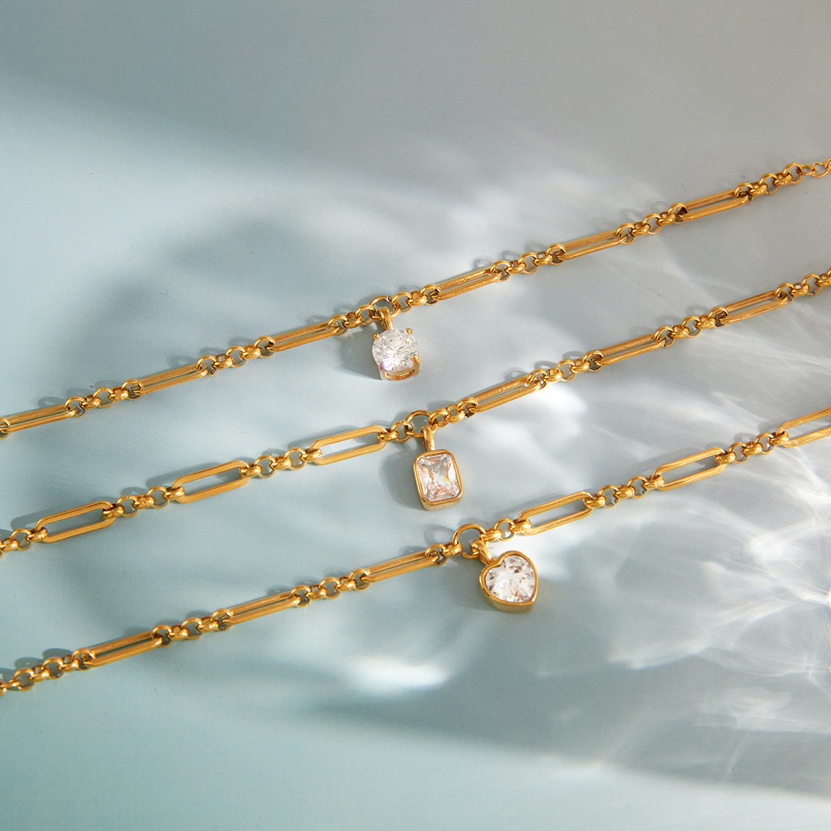 Elegant Minimalist Geometric Stainless Steel Plated Cubic Zirconia Bracelet for Women
