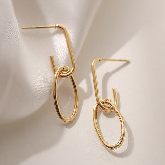 Minimalist 18K Gold Plated Stainless Steel Geometric Earrings for Women