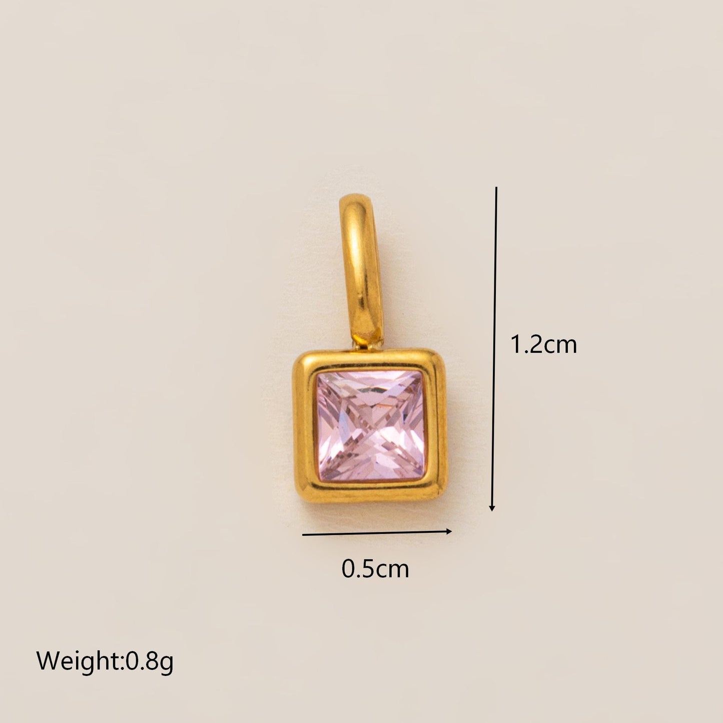 Minimalist Square Stainless Steel Pendant with Cubic Zirconia Inlay Titanium Steel Corn Chain Necklace for Women DIY Charm Bar