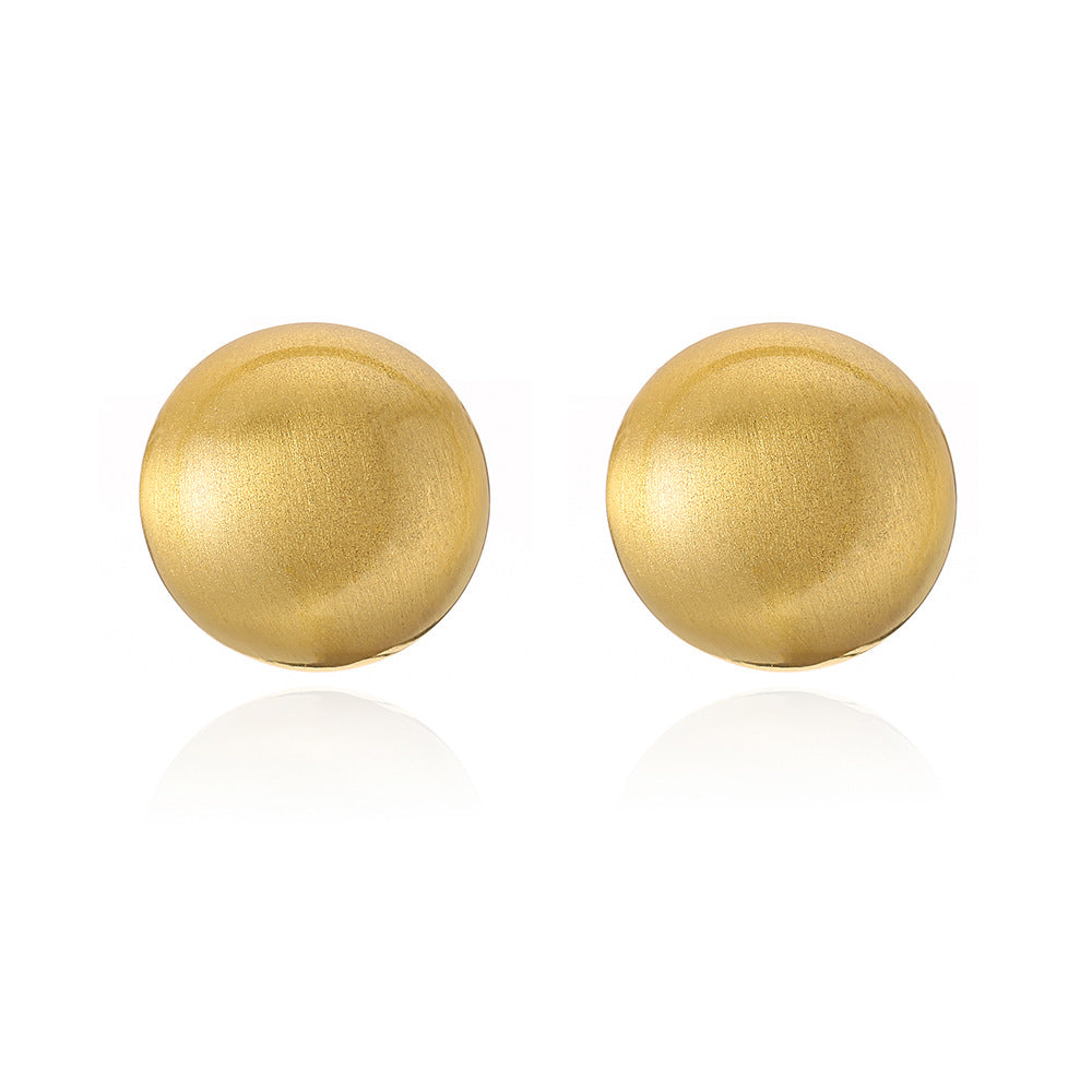 Minimalist Geometric Stud Earrings for Women Copper Base with Real Gold Plating and Brushed Finish