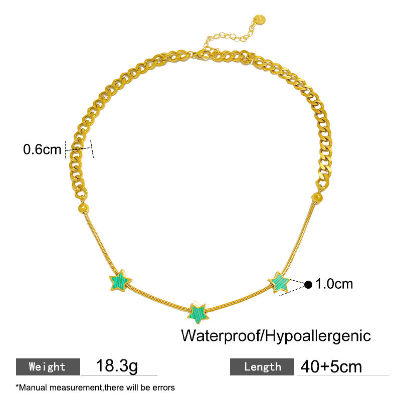 Minimalist Star Titanium Steel Plated Necklace Curb Chain Unisex Jewelry