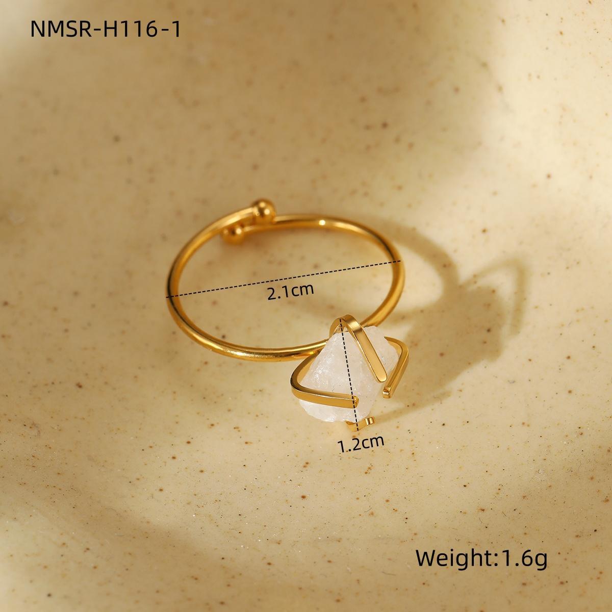 Anillo Minimalista Ajustable de Acero de Titanio Abierto para Mujer con Forma Geométrica y Acabado Bañado