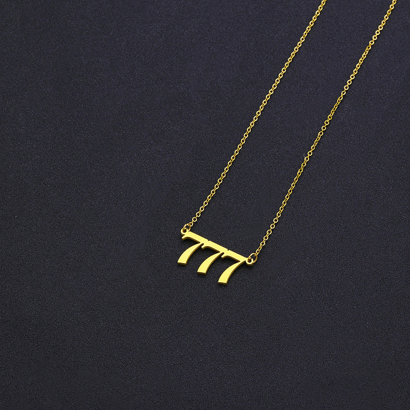Collana con Ciondolo Numero Fortunato alla Moda per Donna in Acciaio Inossidabile e Acciaio al Titanio con Finitura Placcata Stile Catena Snake Design Numerico Minimalista
