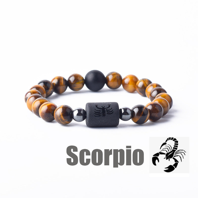 Classic Unisex Natural Stone Zodiac Beaded Bracelet