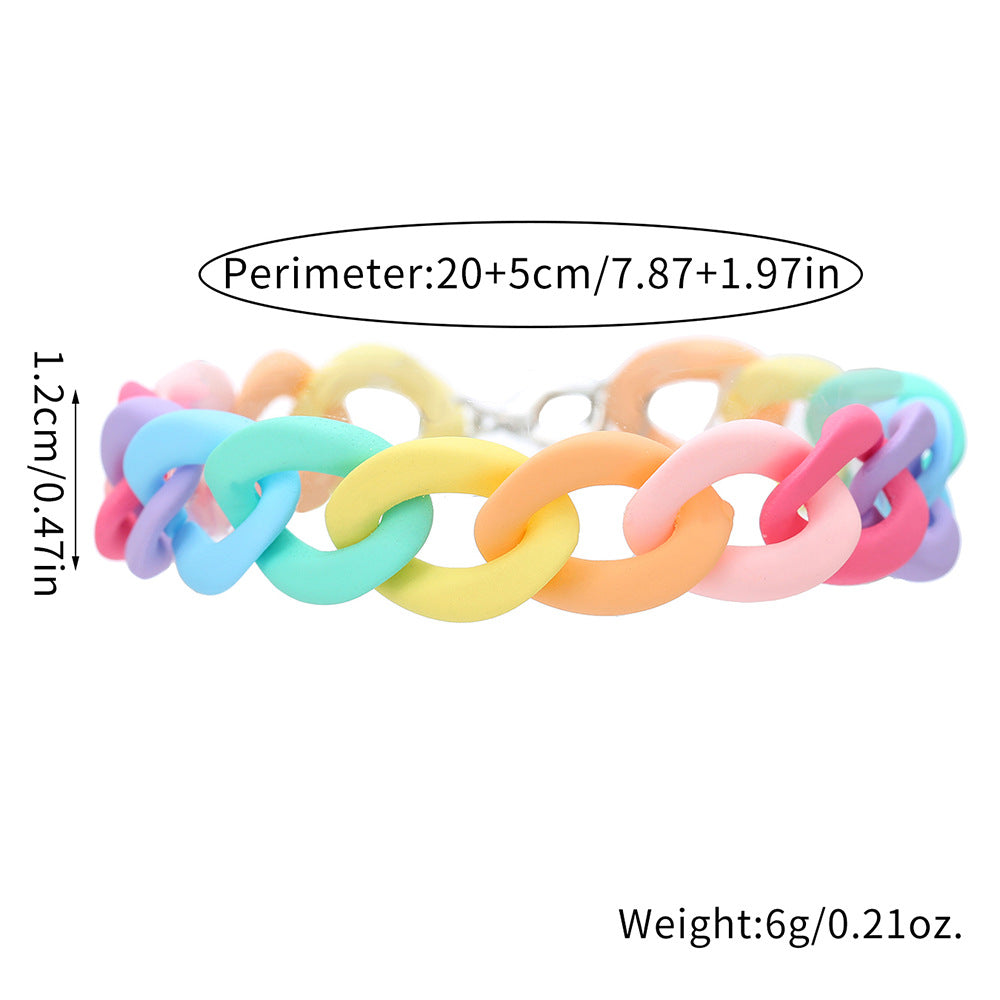 Candy Color Cartoon Round Geometric Acrylic Bracelet for Unisex