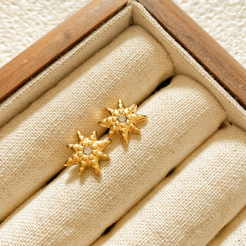 Sweet Star Brass Plated Stud Earrings for Women