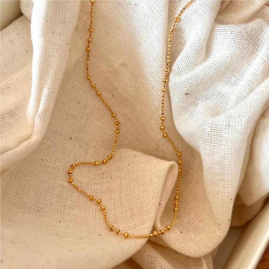 Minimalist Round Bead Pendant Necklace in 925 Sterling Silver with Geometric and Doll Motif Accents
