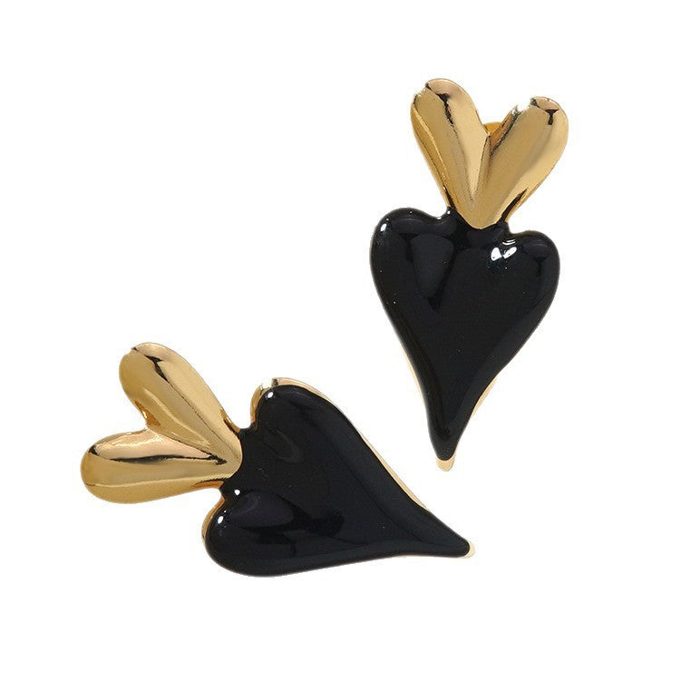 Orecchini in Acciaio Inox a Goccia d'Olio a Cuore Dolce ed Elegante