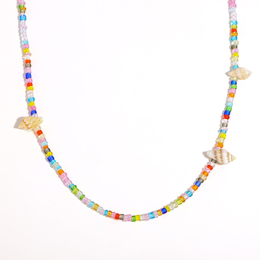 Fashionable Geometric Acrylic Seashell Necklace in Jelly Colors with Stainless Steel Base and 18K Gold Plating for Women