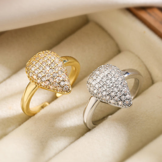 Minimalist Geometric Open Ring for Women in Copper with Micro-Pave Zirconia