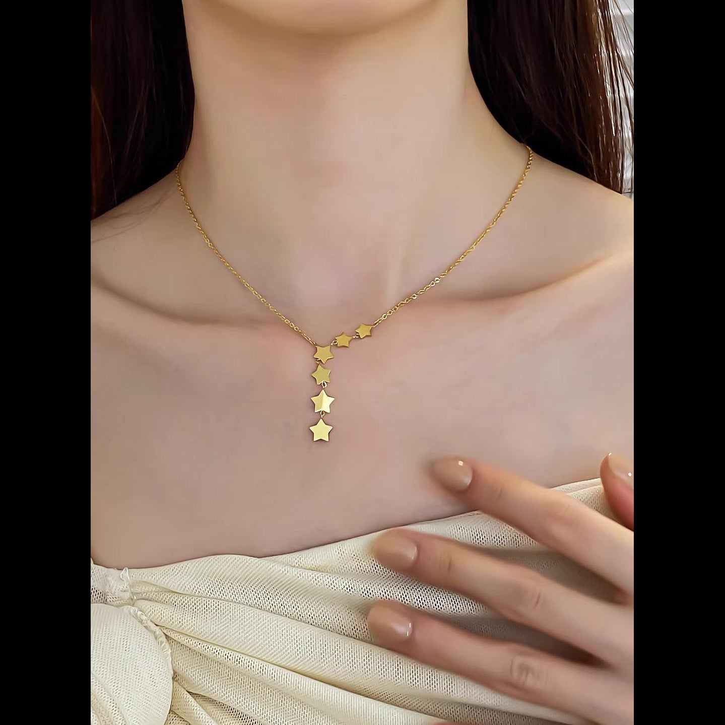 Minimalist Sweet Star Titanium Steel Plated Necklace for Women