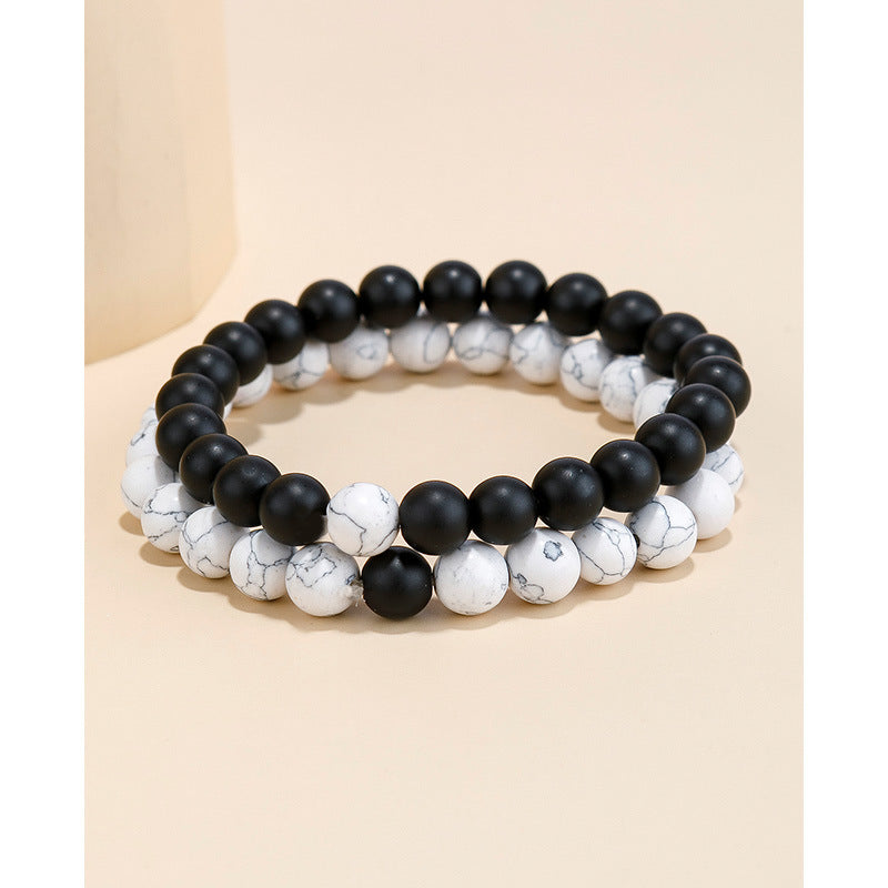 Minimalist Heart Agate Plated Bracelet Set for Unisex