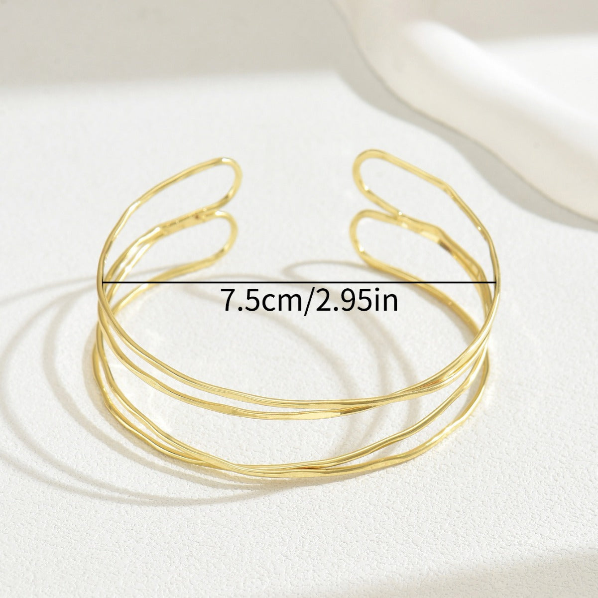 Minimalist Geometric Alloy Bracelet for Women with Plated Finish Multi-Layer Arm Cuff