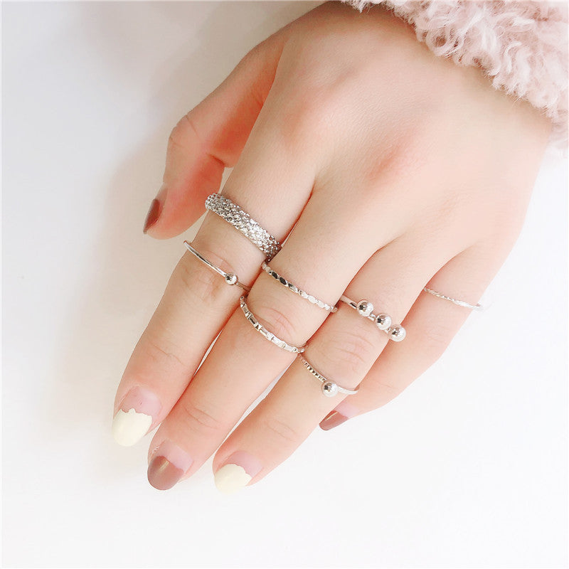 Set di anelli da donna bohémien vintage in lega, a doppio strato, con motivo geometrico a rombi e croci, placcati