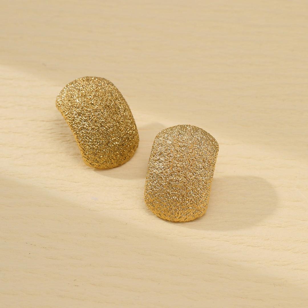 Pendientes de titanio de acero inoxidable con acabado mate, pendientes de mujer a la moda, joyería de acero inoxidable de lujo con superficie chapada