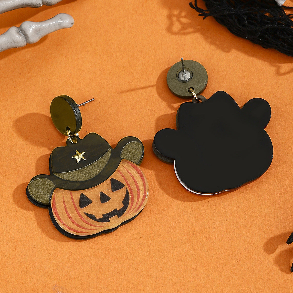 Orecchini a Nappa a Tema Halloween con Perno in Acciaio Inossidabile, Forme a Cuore, Frutta e Geometriche, Orecchini alla Moda Galvanizzati per Donne