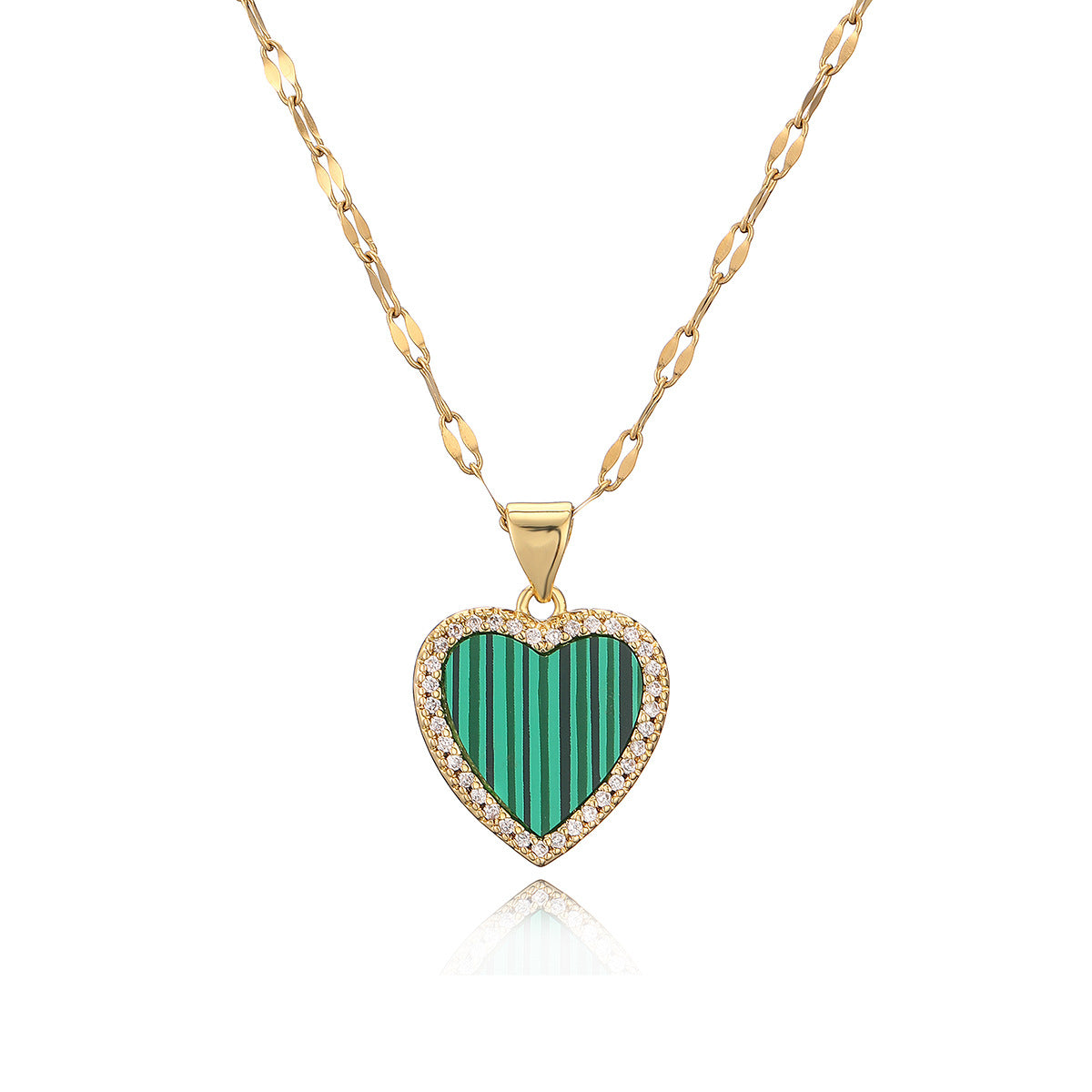 Collana pendente a cuore minimalista in rame placcato oro 18 carati con accenti di zircone per donna