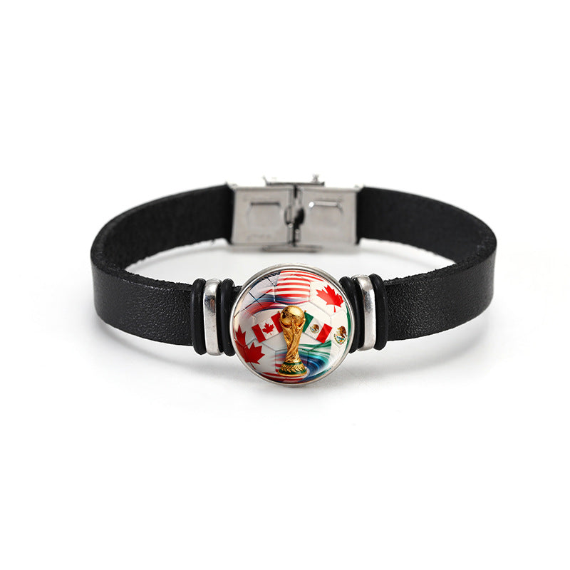Geometric Plated Leather Bracelet Unisex Fashion Bangle