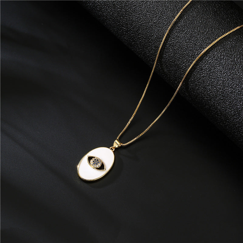 Geometric Drip Oil Gold Plated Brass Pendant Necklace with Box Chain