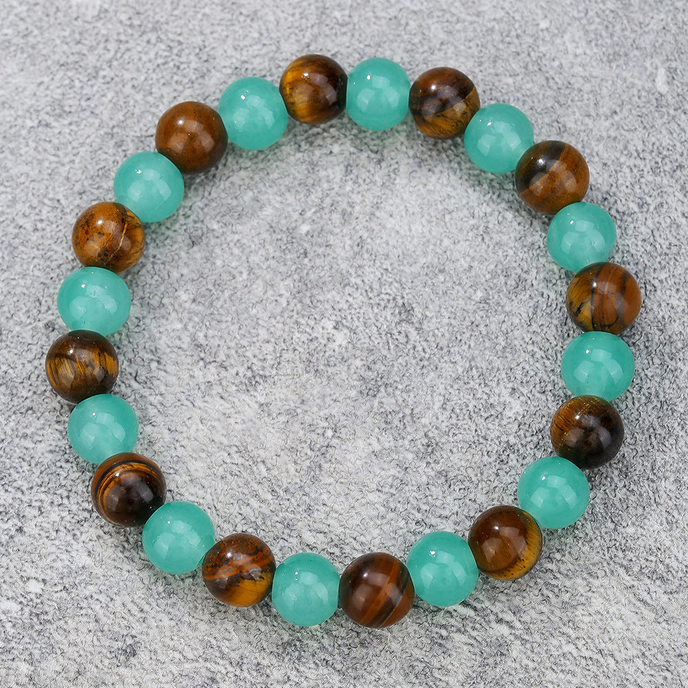 Natural Gemstone Geometric Round Beaded Bracelet Unisex