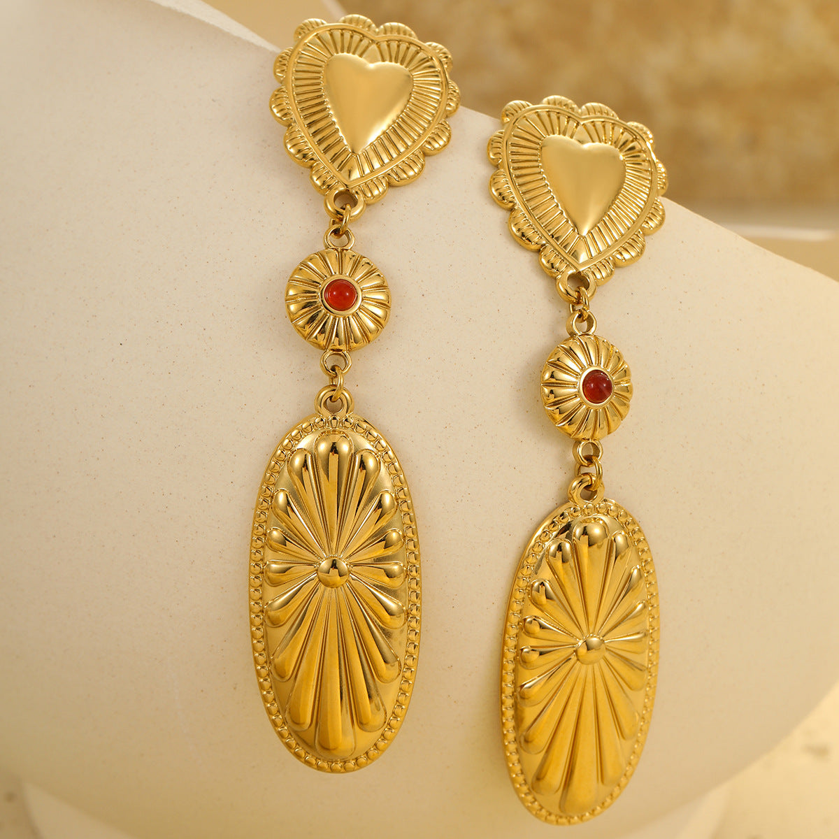 Bohemian Style Geometric Statement Drop Earrings in Stainless Steel with Plated Finish for Women