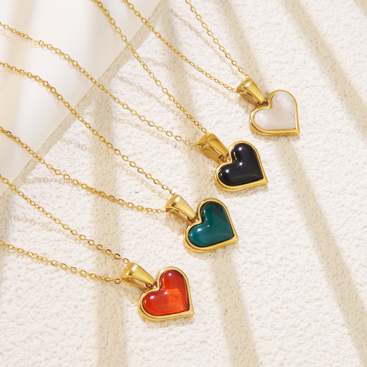 Luxury 18K Gold Plated Heart Stainless Steel Necklace for Women