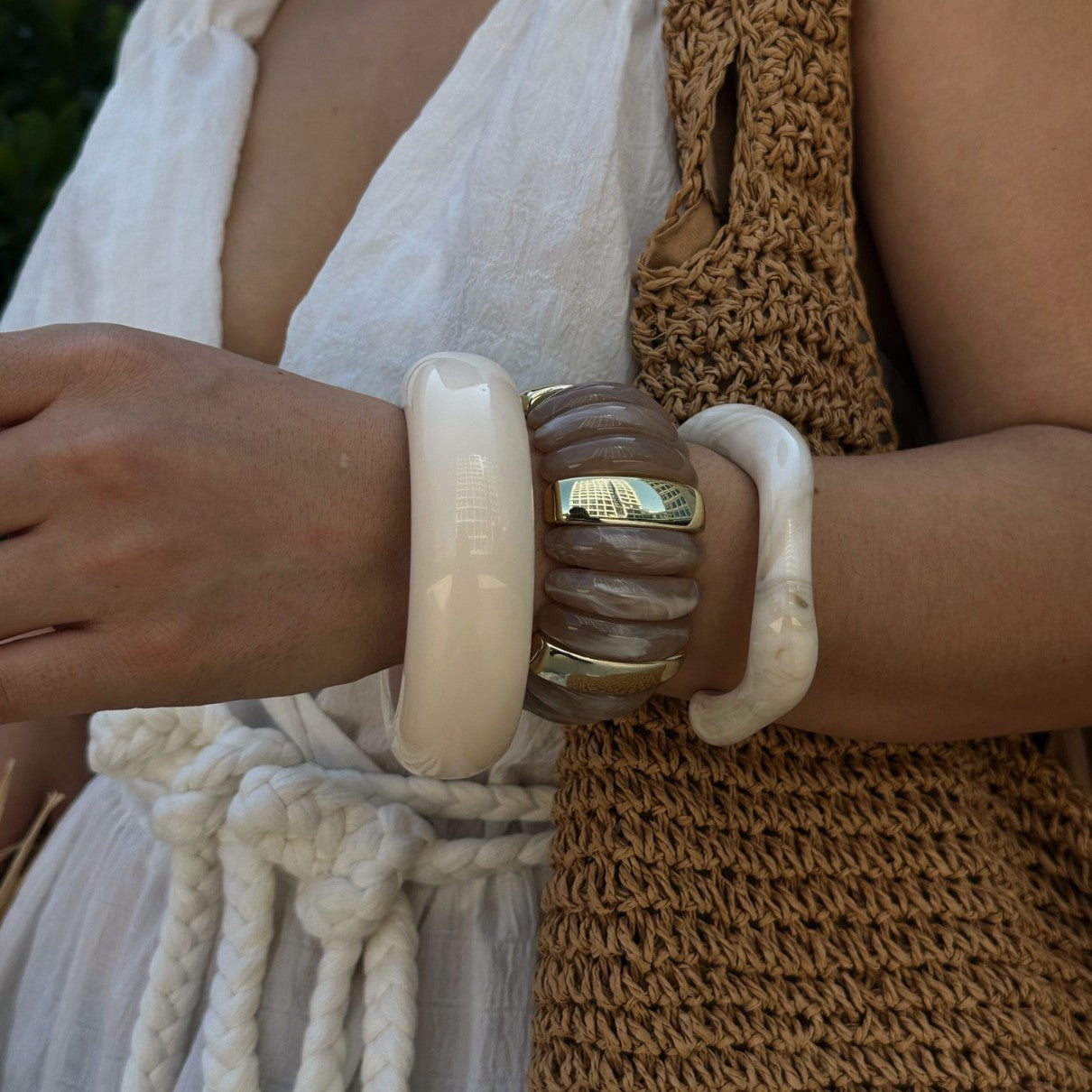 Geometric Marble Texture Resin Drip Oil Bracelet for Women