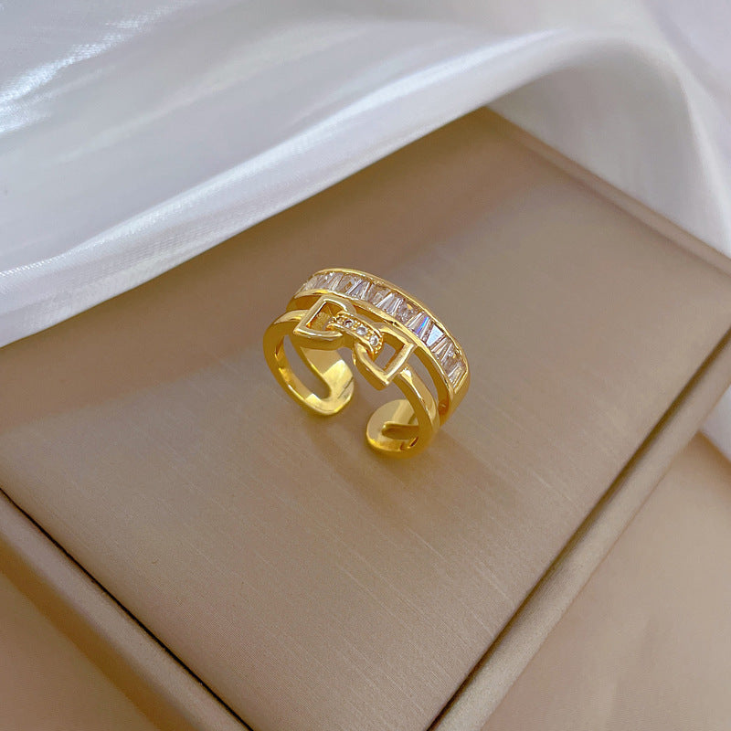 Minimalist Butterfly Knot Women's Ring in Brass with Gold Plating, Lightweight Luxury Finger Ring for Index Finger