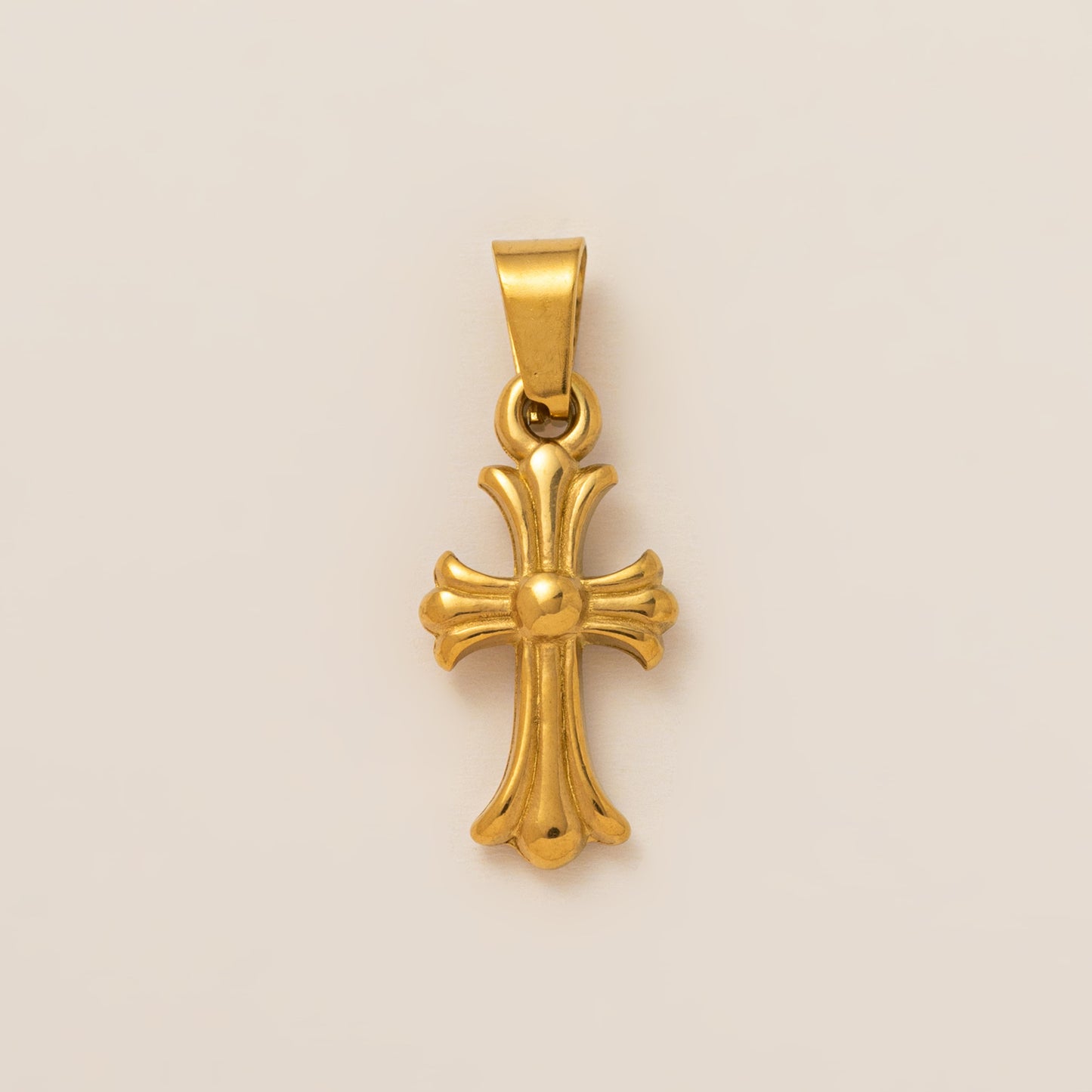 Minimalist 18K Gold Plated Titanium Steel Cross Charm Bar
