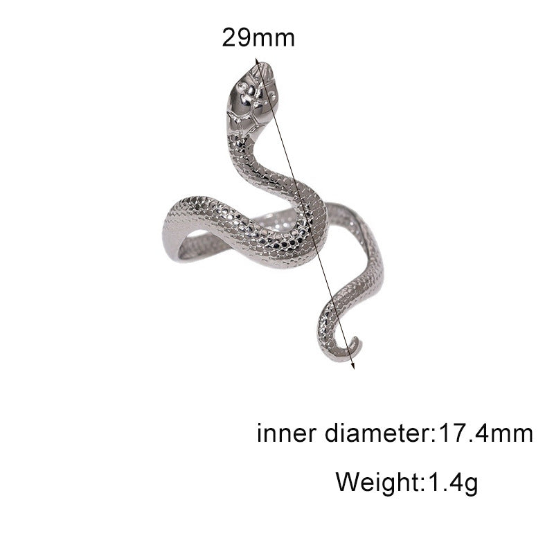 Minimalist 18K Gold Plated Stainless Steel Snake Ring for Women