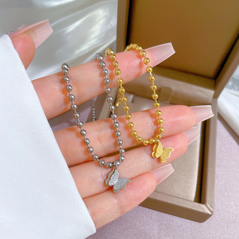 Butterfly-Shaped Titanium Steel Bracelet for Women with Gold Plating, Fresh and Sweet Style, Perfect for Friendship Gifts or Travel Souvenirs
