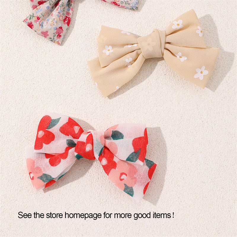 Set di Fermagli per Capelli Bambina con Fiocco Floreale - Accessori per Capelli in Tessuto a Doppio Strato con Dettagli Fatti a Mano