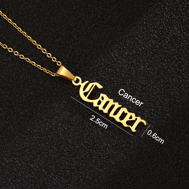Zodiac-Themed Stainless Steel Pendant Necklace with Titanium Steel Charm and Electroplated Finish for Unisex Wear