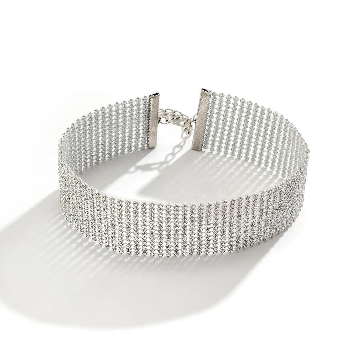 Collana Girocollo Geometrica Lucida con Strass da Donna con Maglia a Rete di Diamanti e Design Imponente