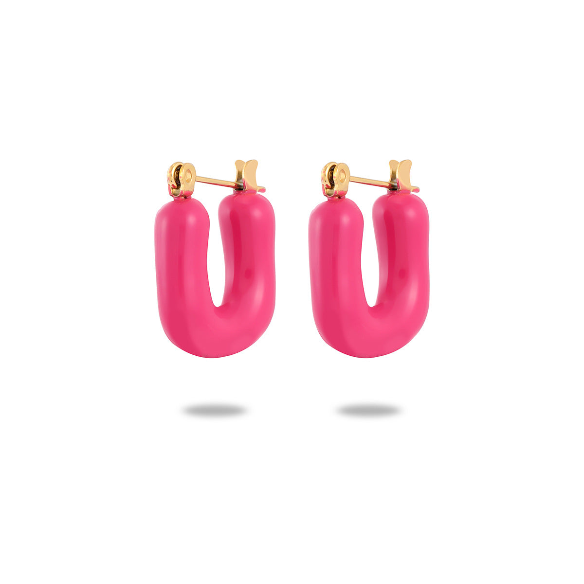 Pendientes franceses vintage de esmalte en forma de U de acero titanio para mujer, diseño irregular minimalista, joyería de moda de acero inoxidable
