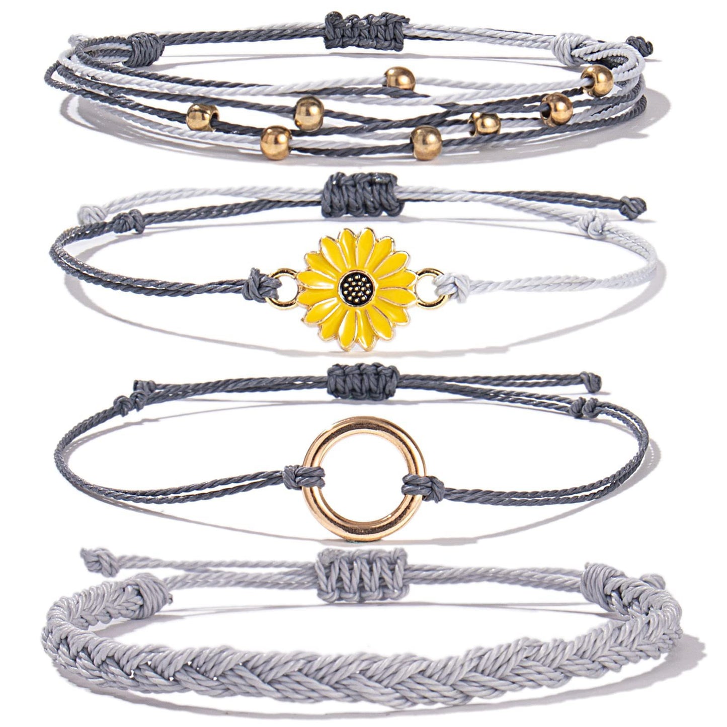 Bohemian Floral Sunflower Handmade Woven Bracelet for Women