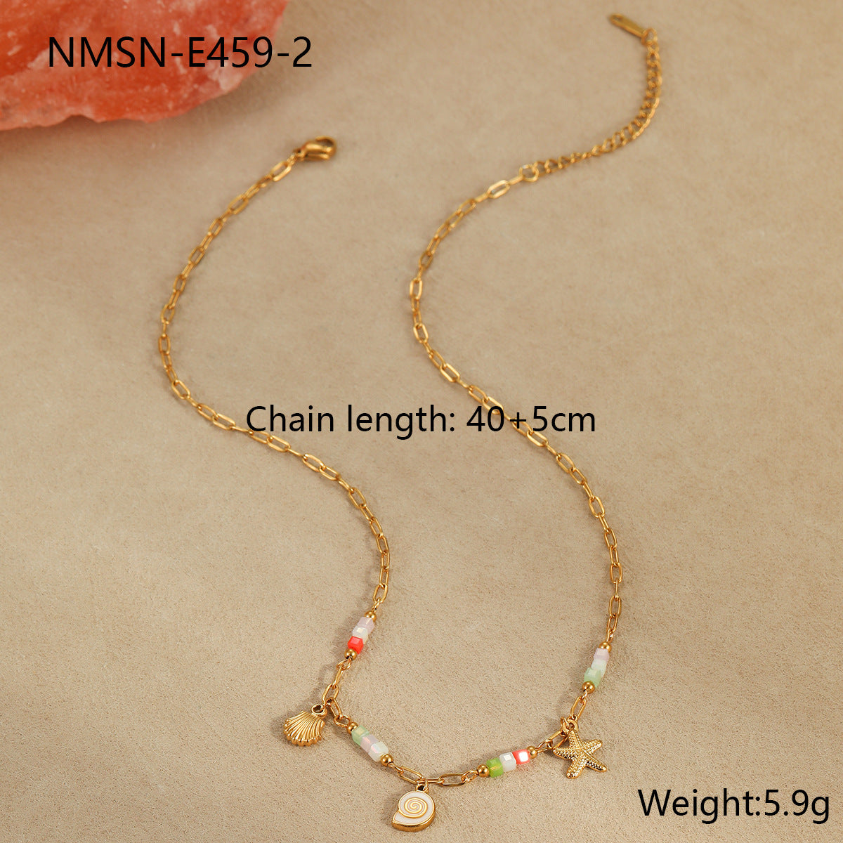 Collar moderno con temática oceánica con colgante de concha y estrella de mar, diseño geométrico, acero inoxidable, galvanizado, joyería de verano para mujer
