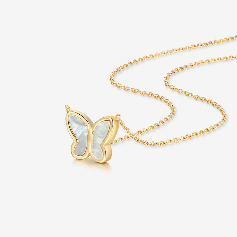 Collana con ciondolo a farfalla vintage da donna in acciaio al titanio con finitura placcata, catena a medaglione dalla forma irregolare