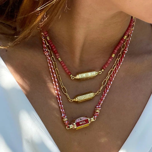 Geometric Star-Eye Pendant Necklace in Gold-Plated Copper for Women with Tarot-Inspired Colorful Design