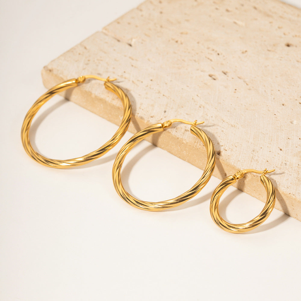 Minimalist Geometric Stainless Steel Ear Cuffs with 18K Gold Plating for Women Titanium Steel Hypoallergenic Fashion Earrings