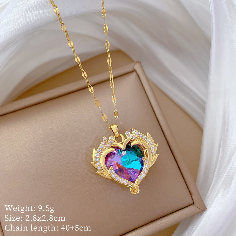 Geometric Style Titanium Steel Necklace with Copper Pendant Plated in Real Gold for Women and Men