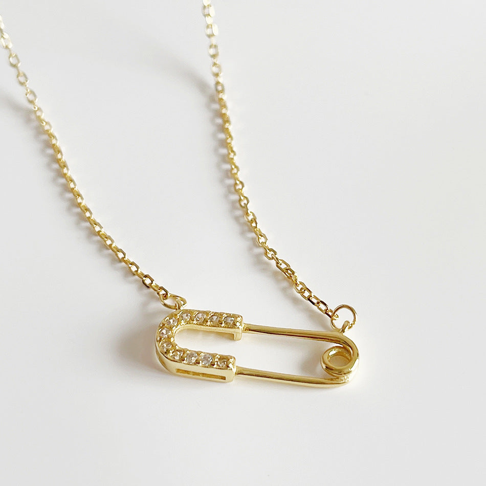 Heart Shaped 925 Sterling Silver Rhinestone Inlay Plated Ball Chain Necklace for Women