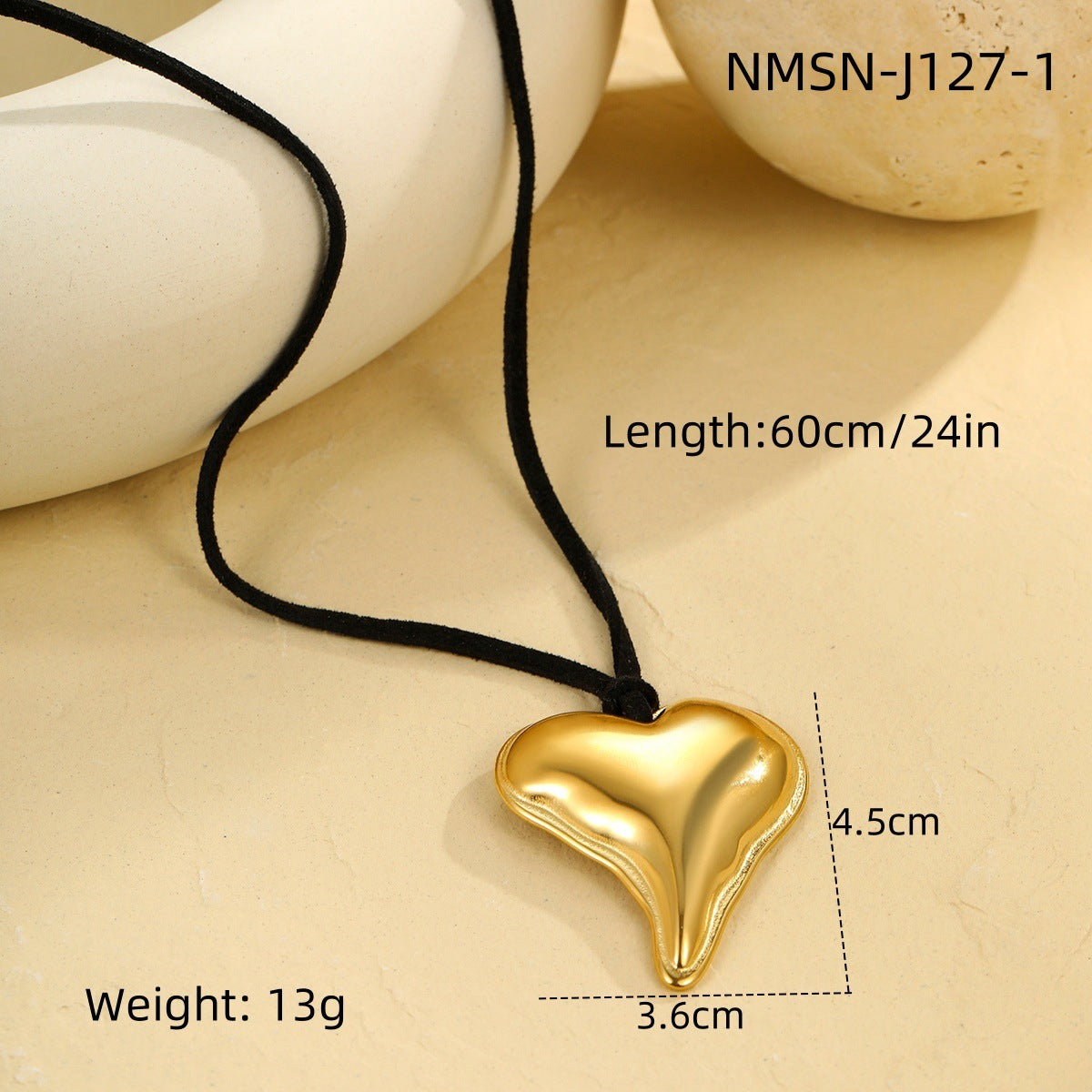Collana con Pendente a Cuore Dolce e Grintoso per Donna, in Acciaio Inossidabile Galvanizzato con Dettaglio Nappa su Cordoncino in Velluto Cerato