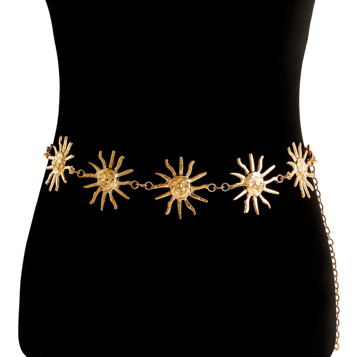 Punk Metal Sun Smile Face Decorative Waist Chain for Women