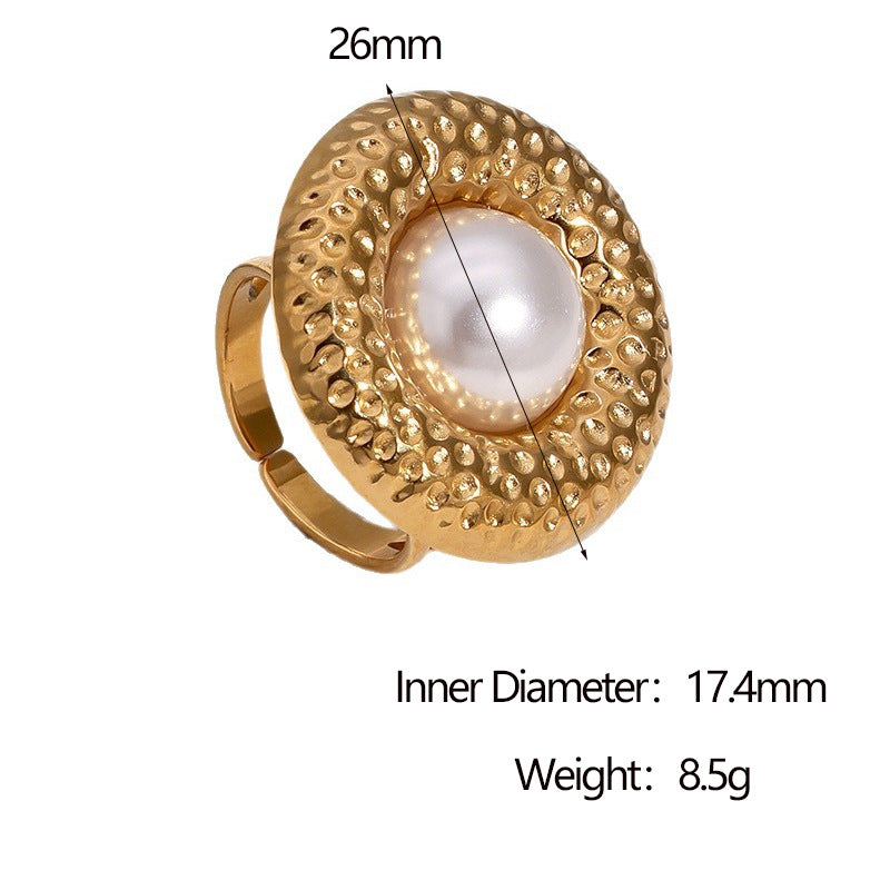 Anello Aperto Geometrico Martellato Minimalista in Acciaio Inossidabile Placcato Oro 18K da Donna