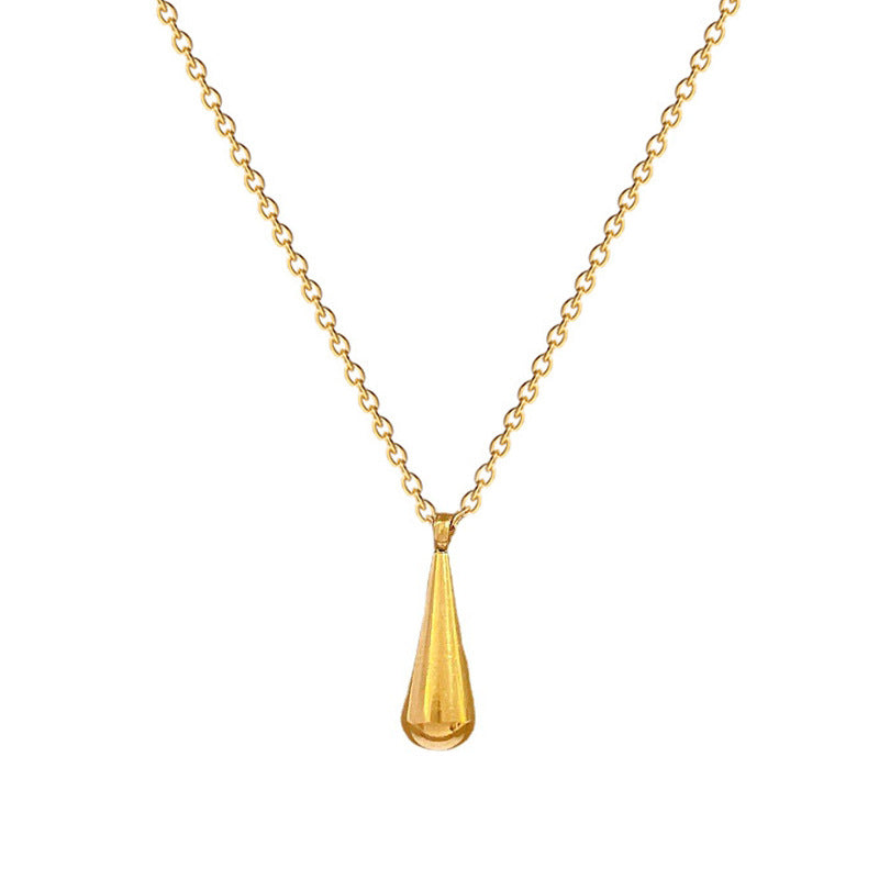 Collana minimalista con pendente a goccia geometrica in acciaio al titanio, unisex, con catena di estensione