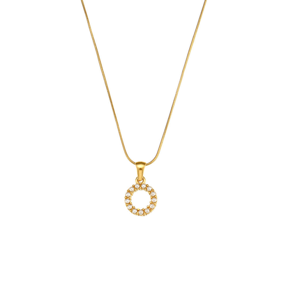 Fashionable Letter Pendant Necklace for Women Stainless Steel with 18K Gold Plating on Thin Snake Chain