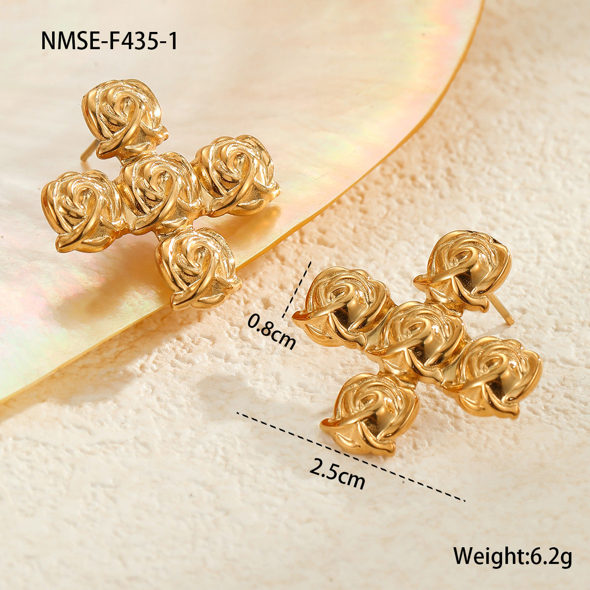 Minimalist Cross Pendant Stainless Steel Earrings with Zircon Inlay and Rhodium Plating for Women